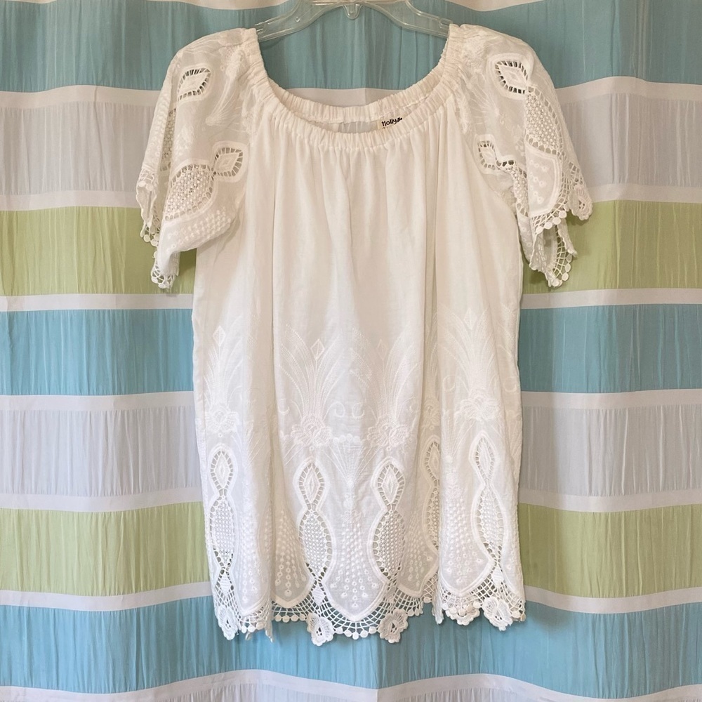 Holly Bracken Lace Boho Tunic White Sz Medium - Picture 10 of 10